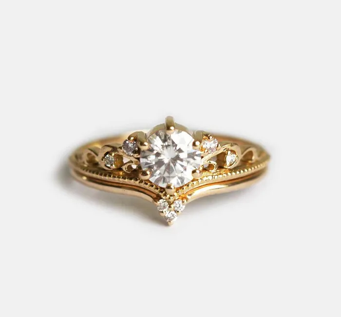 capucinne Rings Moissanite Engagement Ring Or Ring Set With Diamonds