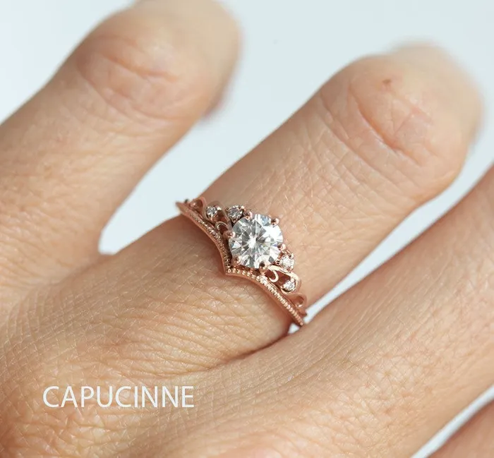 capucinne Rings Moissanite Engagement Ring Or Ring Set With Diamonds