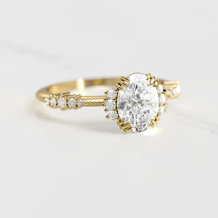 Capucinne Rings Oval Cluster Diamond Ring