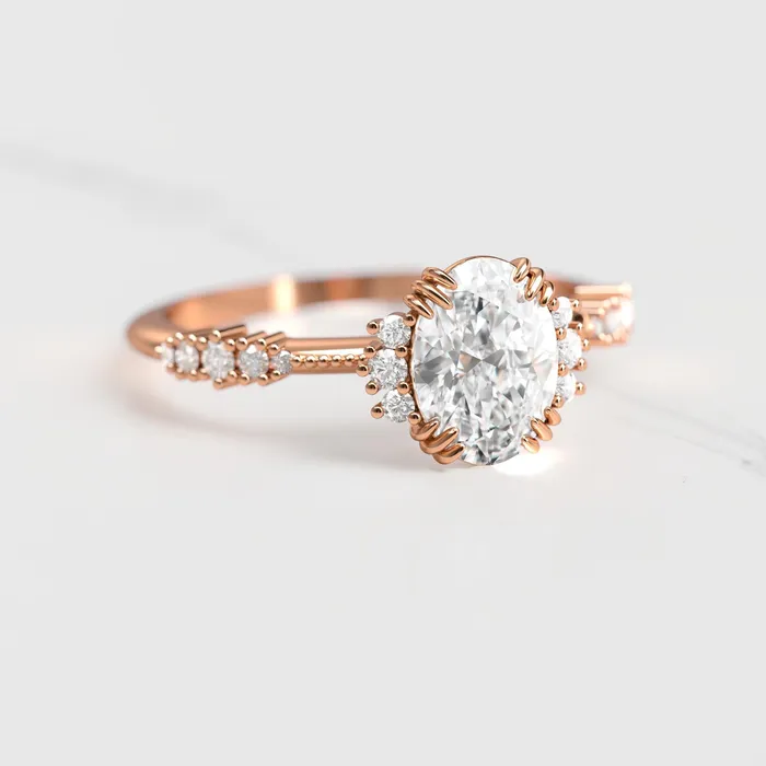 Capucinne Rings Oval Cluster Diamond Ring