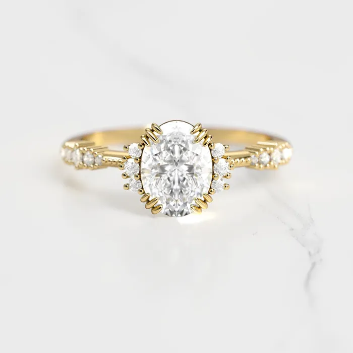 Capucinne Rings Oval Cluster Diamond Ring