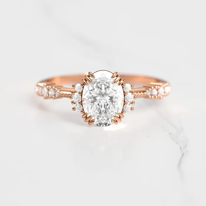 Capucinne Rings Oval Cluster Diamond Ring