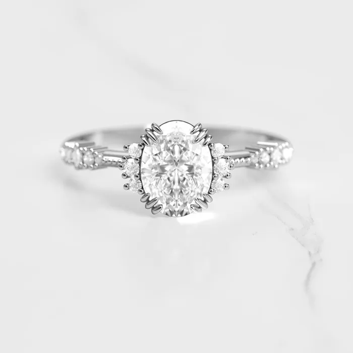 Capucinne Rings Oval Cluster Diamond Ring