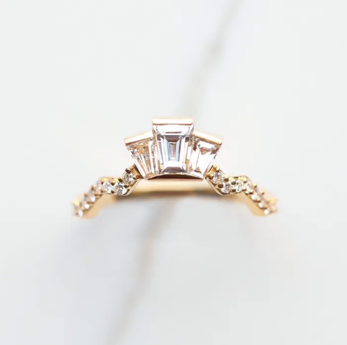 Capucinne Rings Unique diamond matching band Baguette diamond ring to fit
