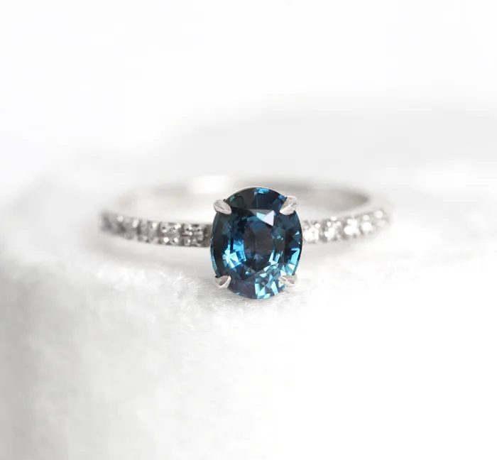 Capucinne Rings Zoe Blue Sapphire Diamond Ring