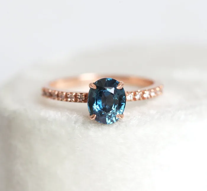 Capucinne Rings Zoe Blue Sapphire Diamond Ring