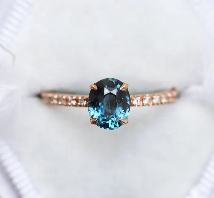 Capucinne Rings Zoe Blue Sapphire Diamond Ring