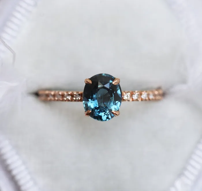 Capucinne Rings Zoe Blue Sapphire Diamond Ring