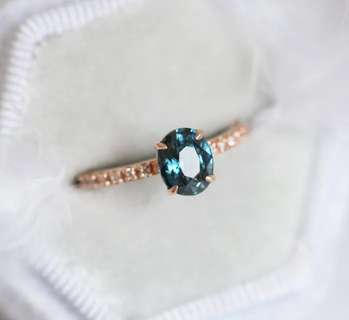 Capucinne Rings Zoe Blue Sapphire Diamond Ring