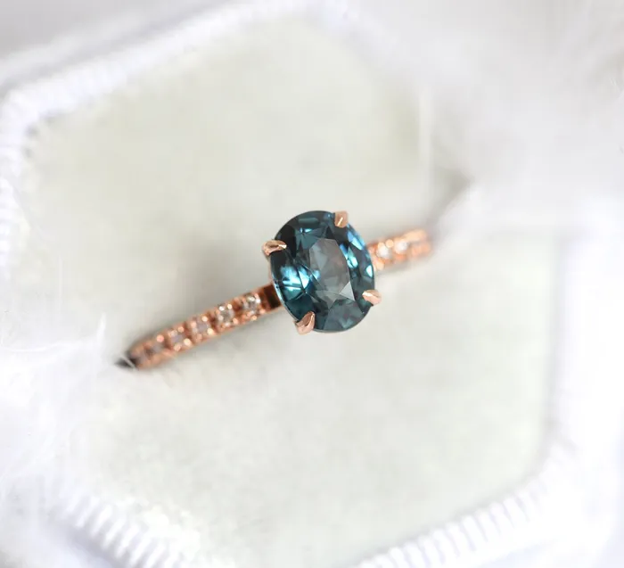 Capucinne Rings Zoe Blue Sapphire Diamond Ring