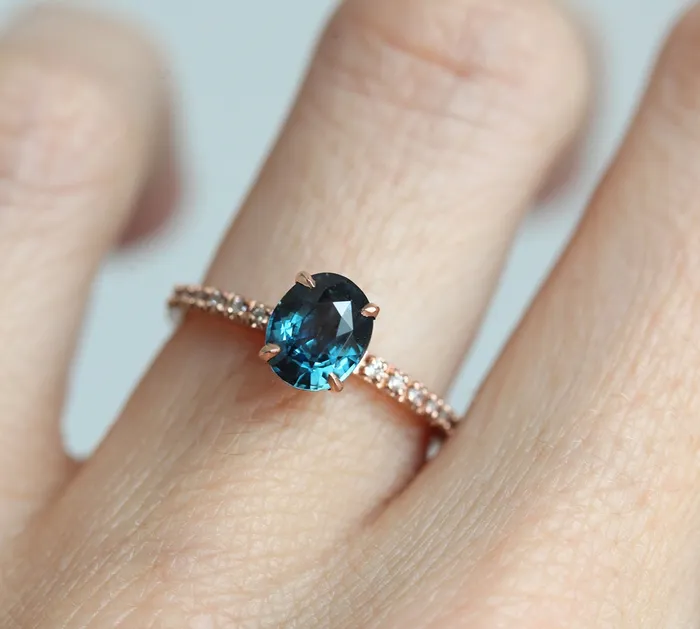 Capucinne Rings Zoe Blue Sapphire Diamond Ring