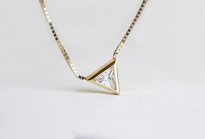 Capucinne Trillion Diamond Necklace Solitaire Diamond Necklace Necklaces