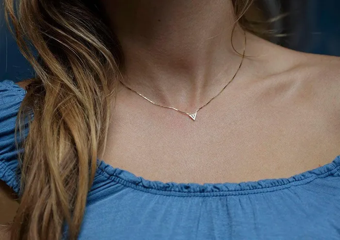 Capucinne Trillion Diamond Necklace Solitaire Diamond Necklace Necklaces
