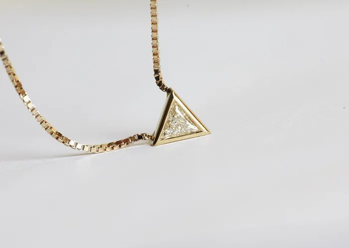 Capucinne Trillion Diamond Necklace Solitaire Diamond Necklace Necklaces
