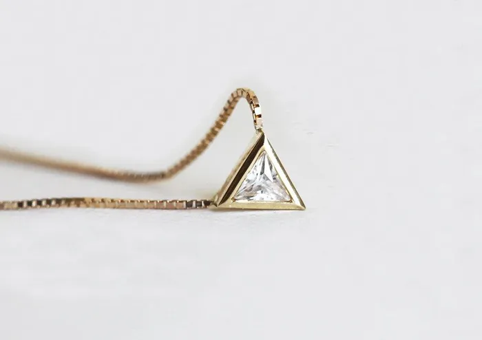 Capucinne Trillion Diamond Necklace Solitaire Diamond Necklace Necklaces