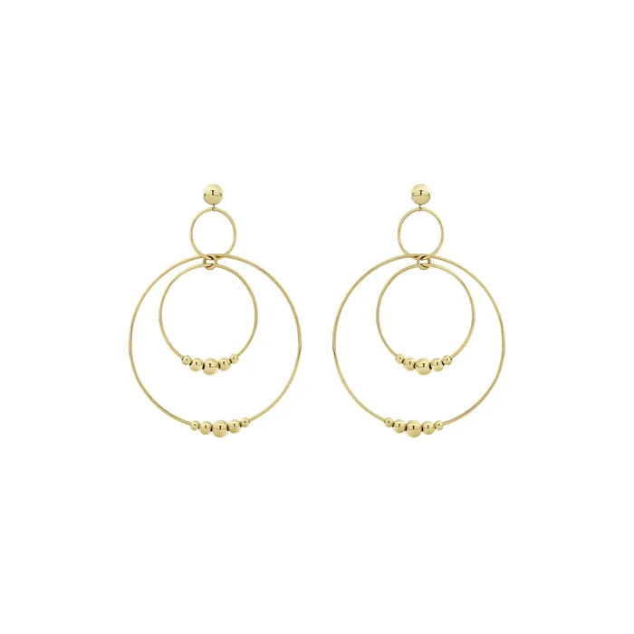 Caviar Gold Three Circle Bead Drop Earrings Lagos Earrings Caviar Gold Three Circle Bead Drop Earrings Lagos Earrings
