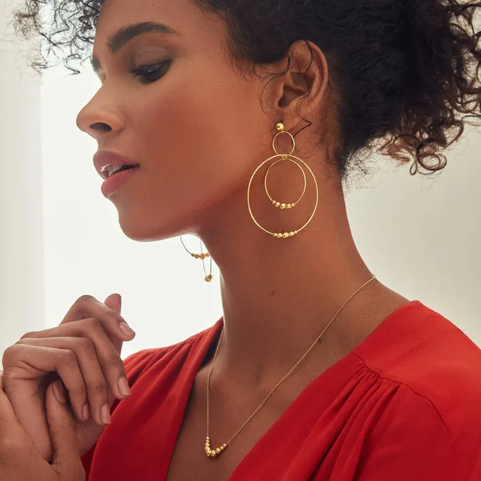 Caviar Gold Three Circle Bead Drop Earrings Lagos Earrings Caviar Gold Three Circle Bead Drop Earrings Lagos Earrings