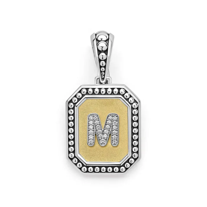 Charm Necklaces LAGOS Signature Caviar Octagon Diamond M Initial Charm