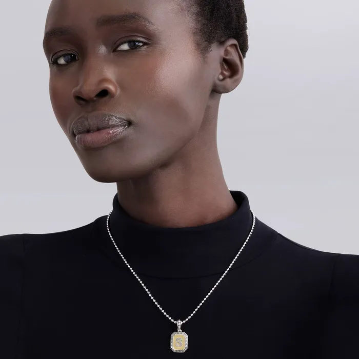 Charm Necklaces LAGOS Signature Caviar Octagon Diamond M Initial Charm Charm Necklaces LAGOS Signature Caviar Octagon Diamond M Initial Charm