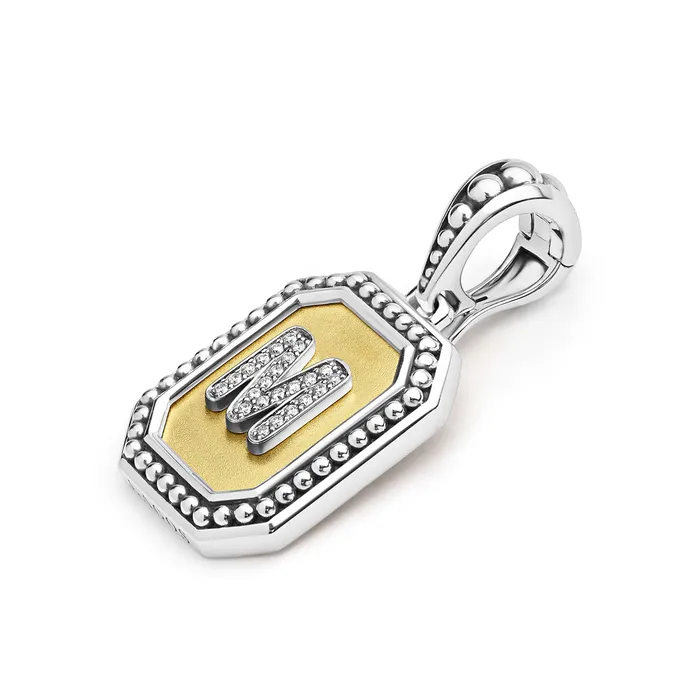 Charm Necklaces LAGOS Signature Caviar Octagon Diamond M Initial Charm Charm Necklaces LAGOS Signature Caviar Octagon Diamond M Initial Charm