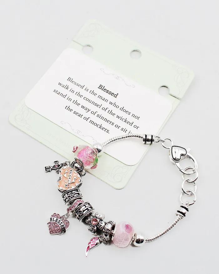 CHECK20241 Bracelets BLESSED Themed Charm Bracelet CHECK20241 Bracelets BLESSED Themed Charm Bracelet