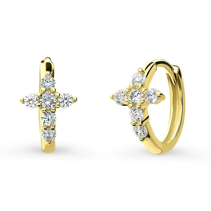 Cross CZ Small Huggie Earrings in Sterling Silver 05 BERRICLE Earrings