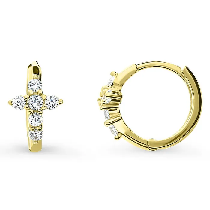 Cross CZ Small Huggie Earrings in Sterling Silver 05 BERRICLE Earrings