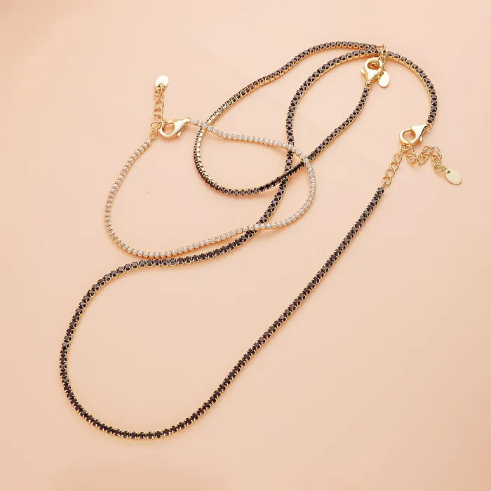 CZ Tennis Choker Necklace Set in Sterling Silver BERRICLE Necklaces