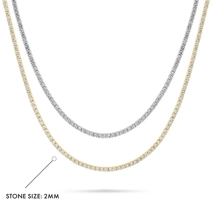 CZ Tennis Choker Necklace Set in Sterling Silver BERRICLE Necklaces