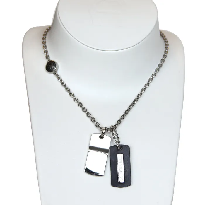 Diesel Necklaces Diesel Mens Necklace Stainless Steel 2 Pcs Pendant