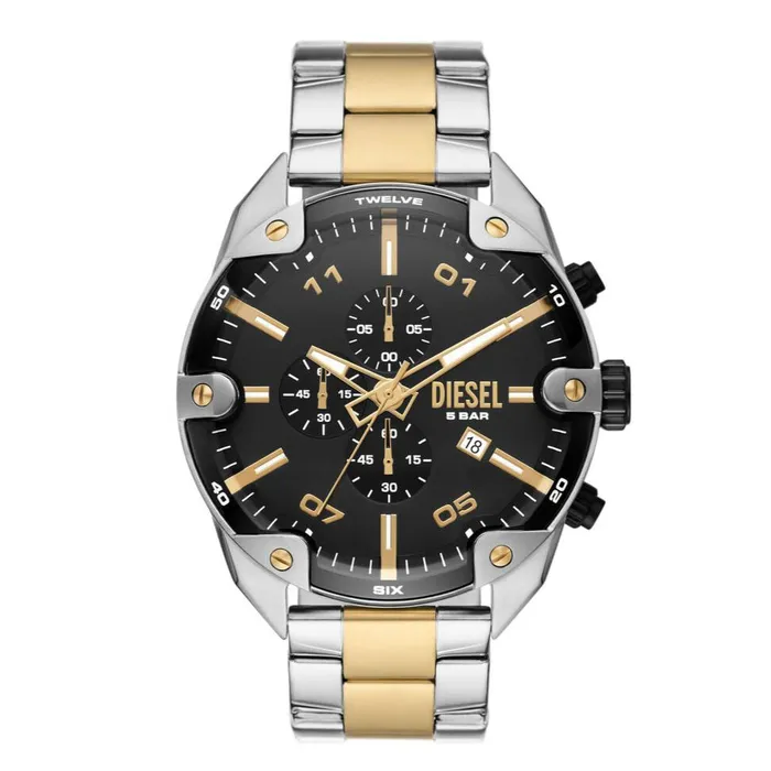 Diesel Spiked Gents Black Dial TwoTone Stainless Steel Bracelet Watch Diesel Bracelets Diesel Spiked Gents Black Dial TwoTone Stainless Steel Bracelet Watch Diesel Bracelets