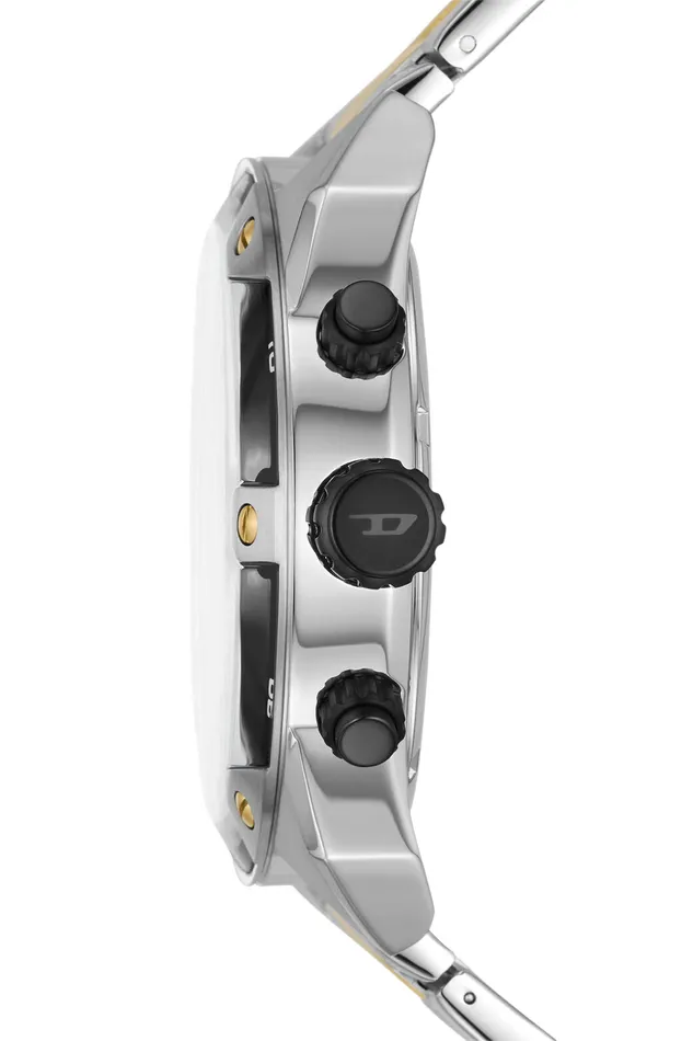 Diesel Spiked Gents Black Dial TwoTone Stainless Steel Bracelet Watch Diesel Bracelets