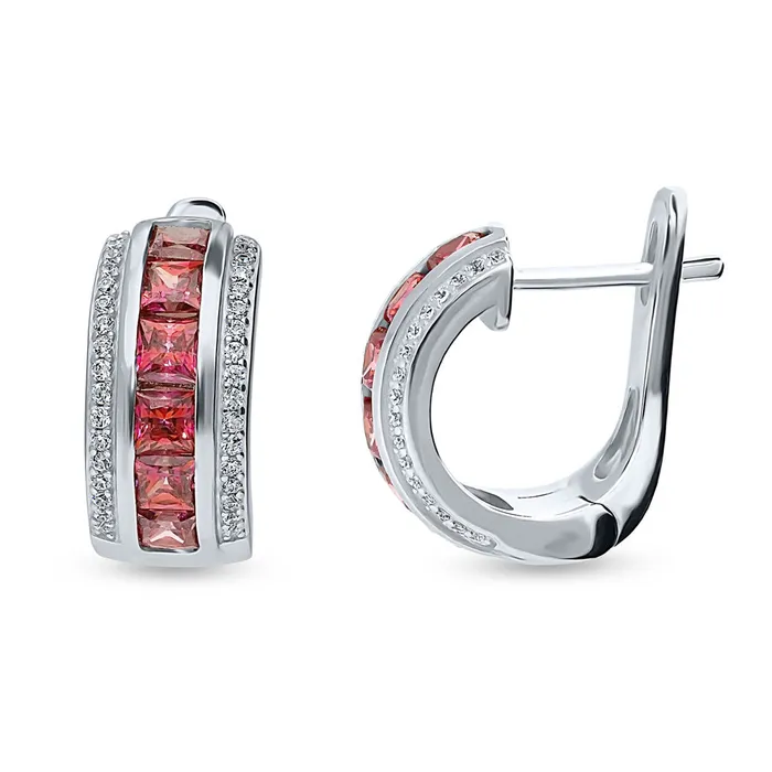 Dome CZ Medium Huggie Earrings in Sterling Silver 066 BERRICLE Earrings