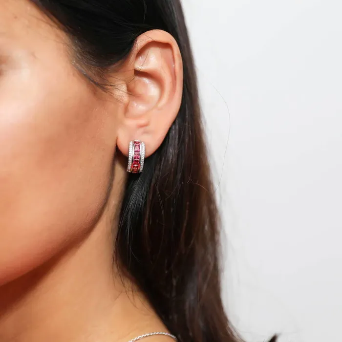 Dome CZ Medium Huggie Earrings in Sterling Silver 066 BERRICLE Earrings