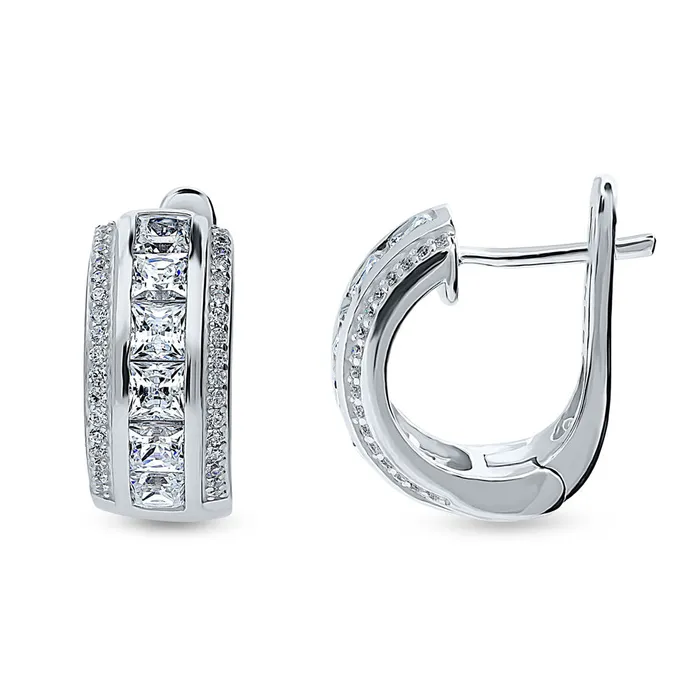 Dome CZ Medium Huggie Earrings in Sterling Silver 066 BERRICLE Earrings