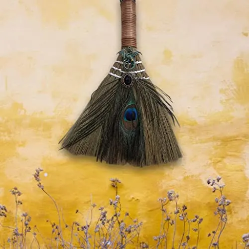 Dropshipped via Social Commerce Network Necklaces Pinakine Hanging Witch Altar Broom Feather Tree for Wall Halloween Brooms