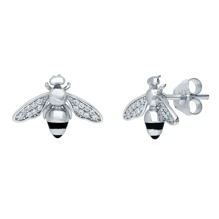 Earrings Bee CZ Stud Earrings in Sterling Silver BERRICLE