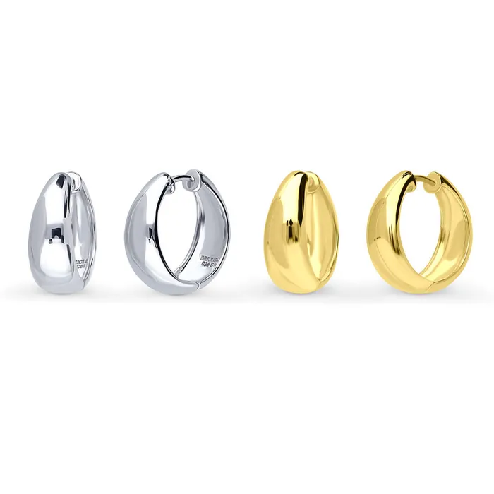 Earrings BERRICLE Dome Hoop Earrings in Sterling Silver 2 Pairs