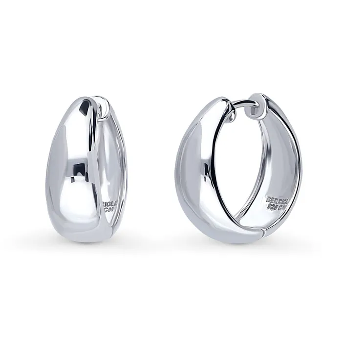 Earrings BERRICLE Dome Hoop Earrings in Sterling Silver 2 Pairs