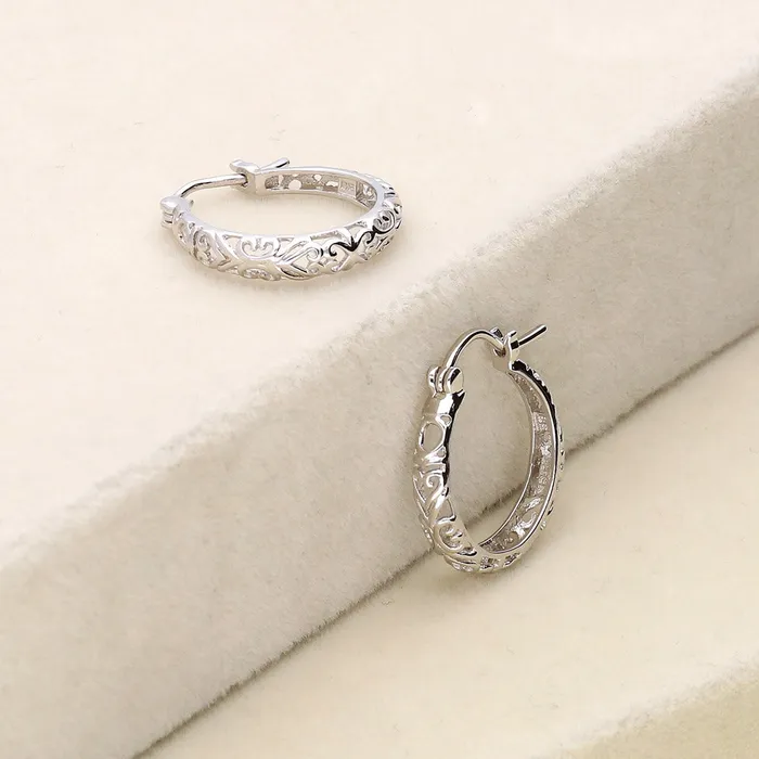 Earrings BERRICLE Filigree Hoop Earrings in Sterling Silver 2 Pairs
