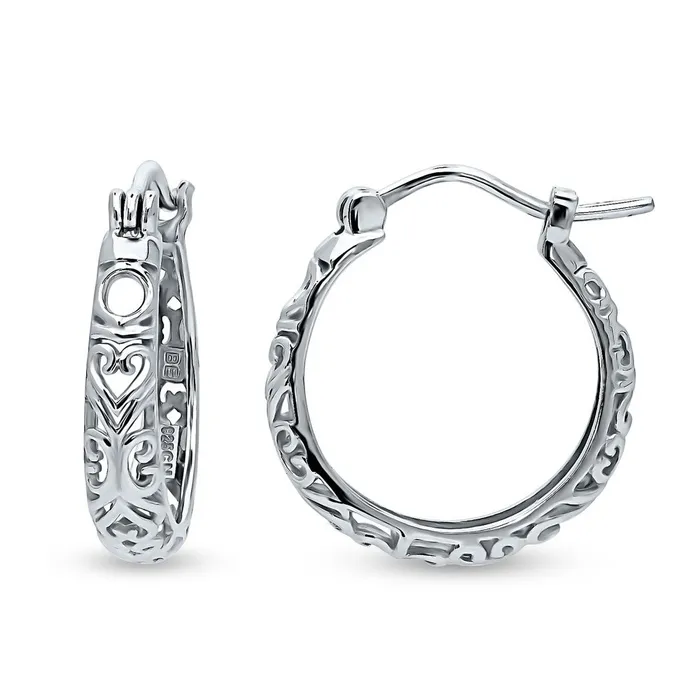 Earrings BERRICLE Filigree Hoop Earrings in Sterling Silver 2 Pairs