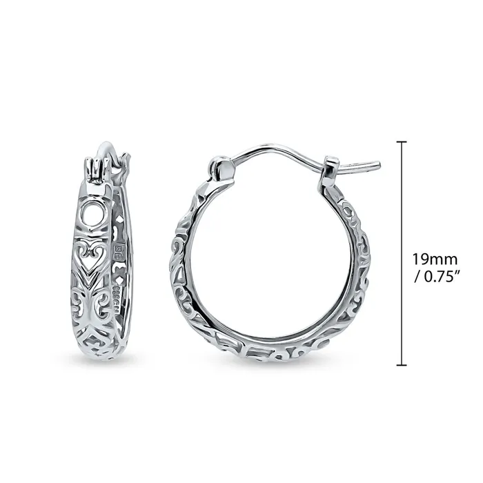 Earrings BERRICLE Filigree Hoop Earrings in Sterling Silver 2 Pairs