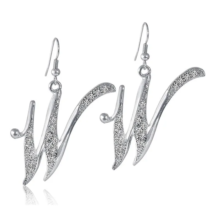 Earrings BERRICLE Initial Letter Fish Hook Earrings in SilverTone