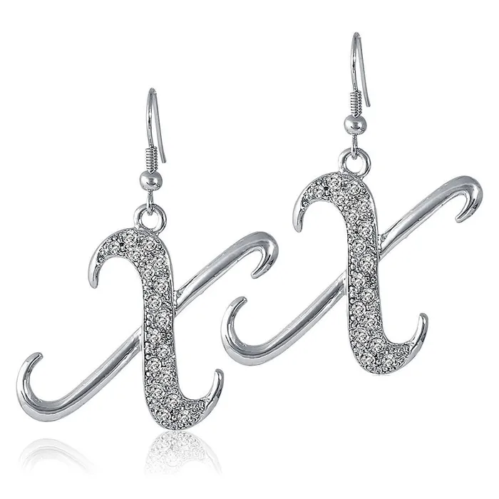Earrings BERRICLE Initial Letter Fish Hook Earrings in SilverTone