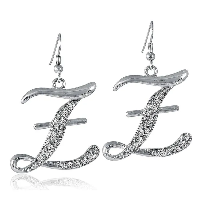 Earrings BERRICLE Initial Letter Fish Hook Earrings in SilverTone
