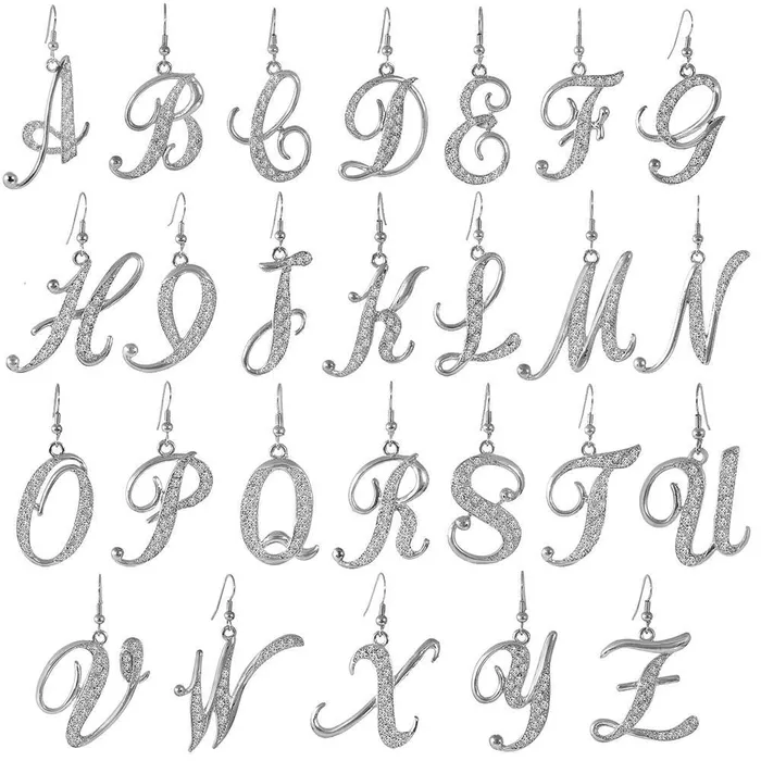Earrings BERRICLE Initial Letter Fish Hook Earrings in SilverTone