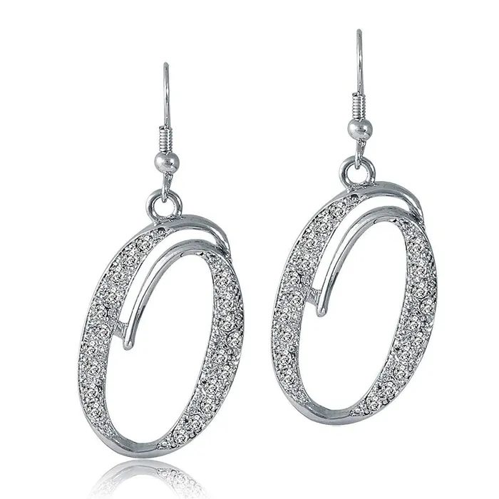 Earrings BERRICLE Initial Letter Fish Hook Earrings in SilverTone