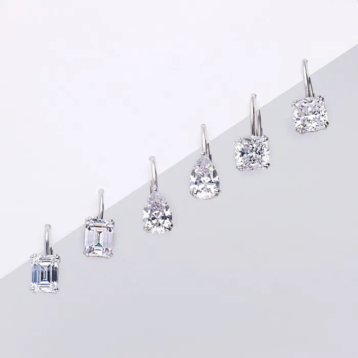 Earrings BERRICLE Solitaire 4ct Cushion CZ Leverback Earrings in Sterling Silver