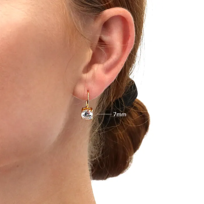 Earrings BERRICLE Solitaire CZ Leverback Earrings in Gold Flashed Sterling Silver