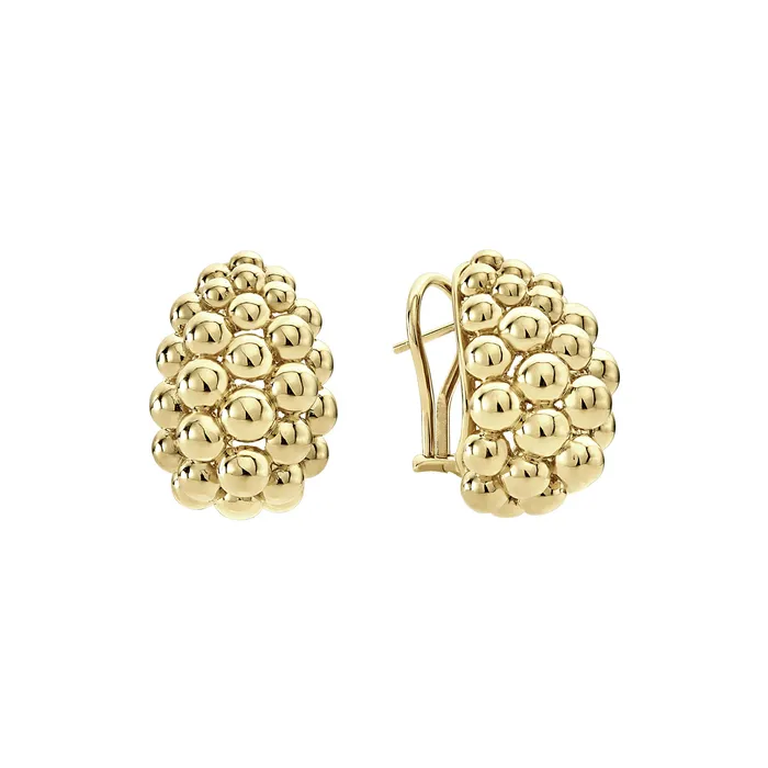 Earrings Caviar Gold Large 18K Gold Omega Clip Earrings LAGOS